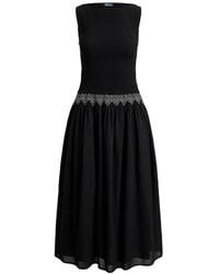 Polo Ralph Lauren - Shirred-Trim Midi Dress - Lyst