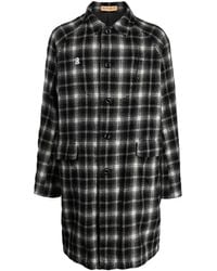 Undercover - Check-Pattern Logo-Patch Wool Coat - Lyst