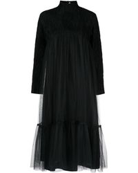 Noir Kei Ninomiya - High-neck Tulle-overlay Midi Dress - Lyst
