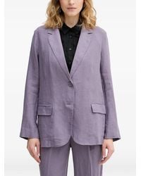 Benetton - Blazer En Lin À Revers Crantés - Lyst