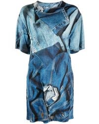 Moschino Jeans - Denim-print T-shirt Dress - Lyst