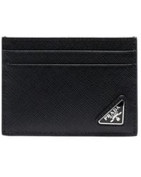 Prada - Tarjetero De Piel Saffiano Con Logo - Lyst