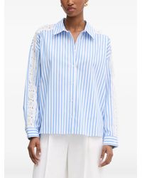 Morgan - Lace-Trim Striped Shirt - Lyst