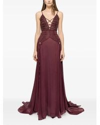 Nissa - Lace-Panel Chiffon Maxi Dress - Lyst
