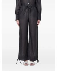 120% Lino - Drawstring-Waist Palazzo Pants - Lyst