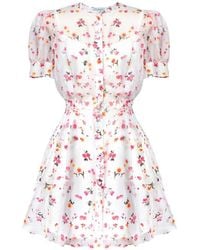 POST MERIDIEM - Floral-Print Silk Mini Dress - Lyst