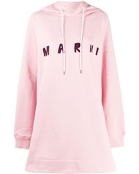 Marni Langer Kapuzenpullover mit Logo - Pink