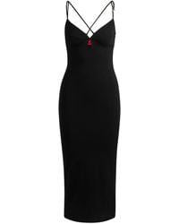 HUGO - Logo-Plaque Jersey Midi Dress - Lyst
