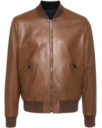 Canali - Ribbed-trim Leather Jacket - Lyst