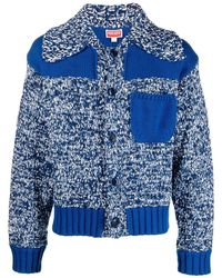 KENZO - Contrast-Panel Knitted Cardigan - Lyst