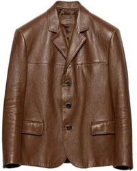 Prada - ロゴ レザージャケット - Lyst