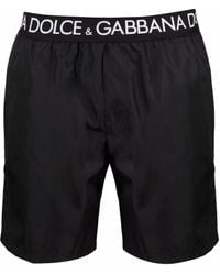 Dolce & Gabbana - Costume Da Bagno Con Banda Logo - Lyst