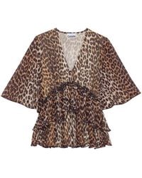 Ganni - Bluse mit Leoparden-Print - Lyst