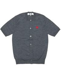 COMME DES GARÇONS PLAY - Logo Heart-Patch Short-Sleeve Cardigan - Lyst