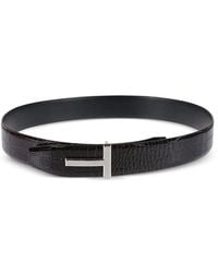 Tom Ford - T-Logo Crocodile-Effect Belt - Lyst