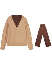 CROQUIS - V-Neck Scarf-Detail Sweater (Set Of Two) - Lyst