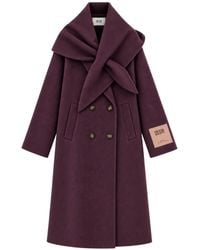 SOLOTRE - Double-Breasted Scarf-Collar Coat - Lyst