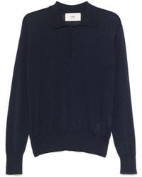 Ami Paris - Fine-Knit Polo Shirt - Lyst