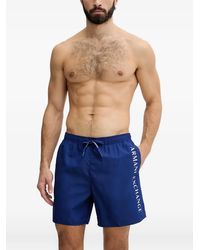 ARMANI EXCHANGE - Logo-Print Drawstring Swim Shorts - Lyst