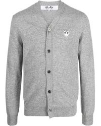 COMME DES GARÇONS PLAY - Heart-Patch Mélange-Effect Wool Cardigan - Lyst