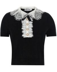 Self-Portrait - Lace-Collar Knitted Top - Lyst