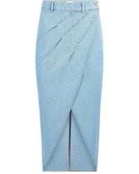 Nina Ricci - Draped Denim Midi Skirt - Lyst