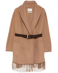 ViCOLO - Fringe-Trim Belted Coat - Lyst