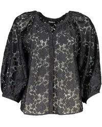 Desigual - Floral-Lace Puff-Sleeve Blouse - Lyst