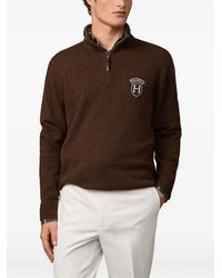 Hackett - Logo-Patch Quarter-Zip Sweater - Lyst