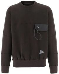 and wander - Patch-Pocket Exposed-Seam Sweatshirt - Lyst