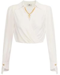 Elisabetta Franchi - Cropped Wrap Shirt - Lyst