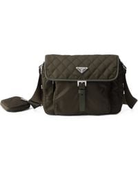 Prada - Medium Quilted Re-Nylon Shoulder Bag With Saffiano Leather Trim - Lyst