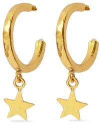 Ottoman Hands - Star-Charm Hammered Hoop Earrings - Lyst