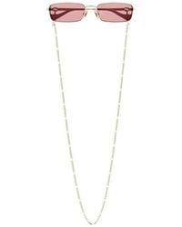 Gucci - Gg1600S 004 Rectangle-Frame Chain-Detail Sunglasses - Lyst