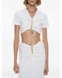 Christopher Esber - Droplet Ruched Crystal-Pendant T-Shirt - Lyst