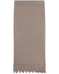 Blumarine - Ribbed Scalloped-Edge Midi Pencil Skirt - Lyst