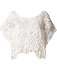 Amir Slama Crochet Cotton Cropped Blouse - White