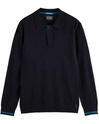 Scotch & Soda - Long-Sleeve Knitted Polo Shirt - Lyst