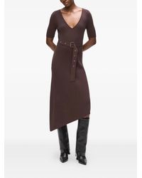 KARL LAGERFELD - Belted V-Neck Midi Dress - Lyst