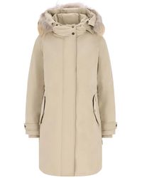 Woolrich - Fur-Trimmed Hooded Coat - Lyst