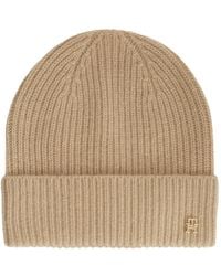 Tommy Hilfiger - Ribbed-Knit Logo-Plaque Beanie Hat - Lyst