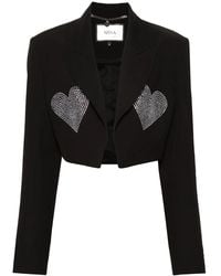 Nissa - Rhinestone-Heart Cropped Jacket - Lyst