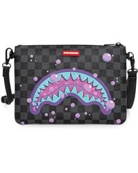 Sprayground - Pochette À Carreaux Et Motif Requin Slime - Lyst