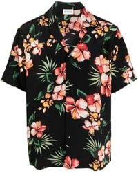P.A.R.O.S.H. - Floral-print Silk Short-sleeve Shirt - Lyst