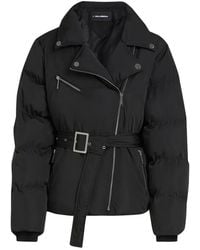 KARL LAGERFELD - Chaqueta Biker Acolchada Con Cinturón - Lyst