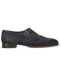 Santoni - Double-Buckle Suede Monk Shoes - Lyst