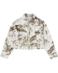 Palm Angels - Palm-Tree Print Denim Jacket - Lyst
