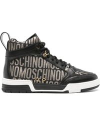 Moschino - Jacquard-logo High-top Sneakers - Lyst