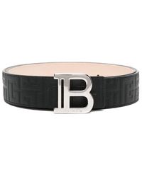 Balmain - Calf Leather Belt With Logo Buckle - Lyst