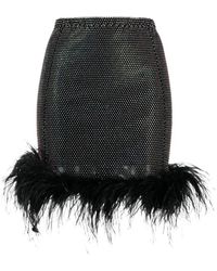 Santa Brands - Rhinestone-Embellished Feather-Trim Mini Skirt - Lyst